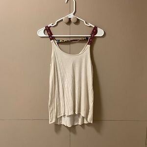 Trillium Off-White Tank Top with Burgundy Straps